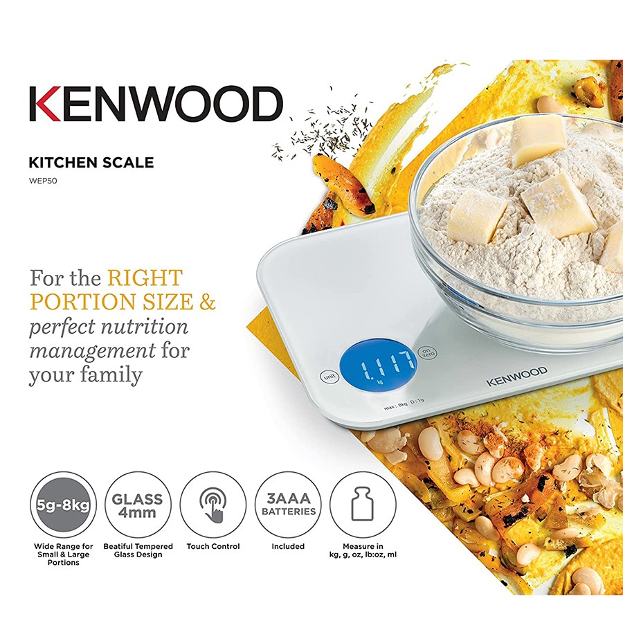 Kenwood Digital Kitchen Scale, 5G8Kg White, WEP50.000Wh TV Sales & Home