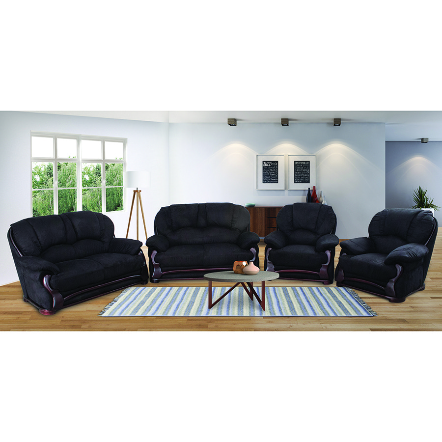 Kingston 6Seater Black Suede Lounge Suite TV Sales & Home