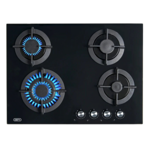 Defy 4 Burner 70cm Gas Hob Glass Black DHG701