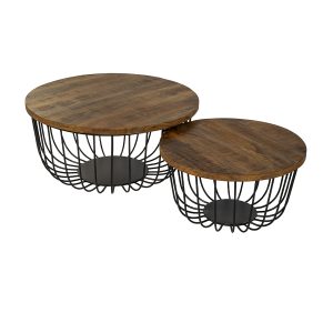 Cruz 80x38/60x33 Set Of 2 Wooden/Iron Natural Round